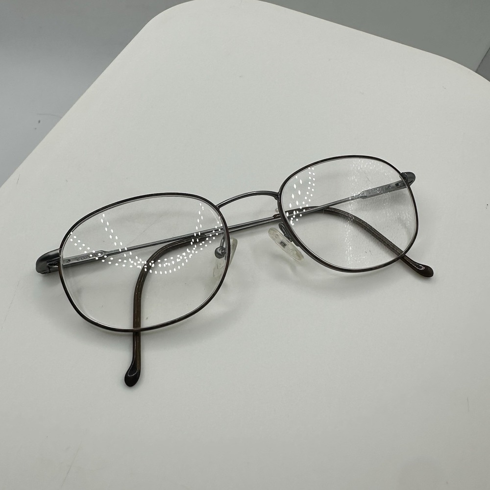 Safilo Elasta Full Rim Gunmetal Oval Eye Glasses Minimalist Italy Frame Only